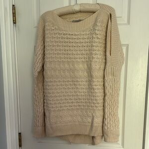 All Saints Cream Cable Knit Crew Neck Sweater